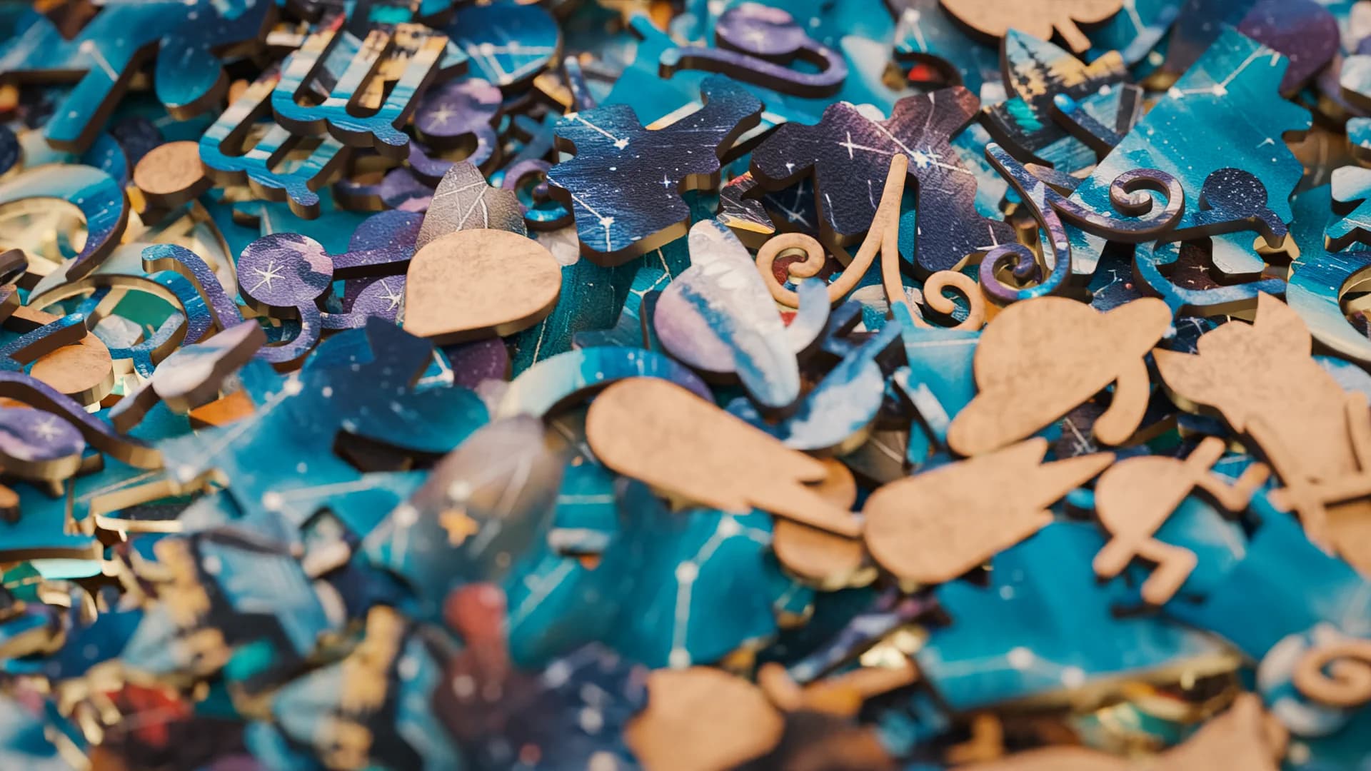 Piezas ilustradas de Mosaic Puzzles en primer plano