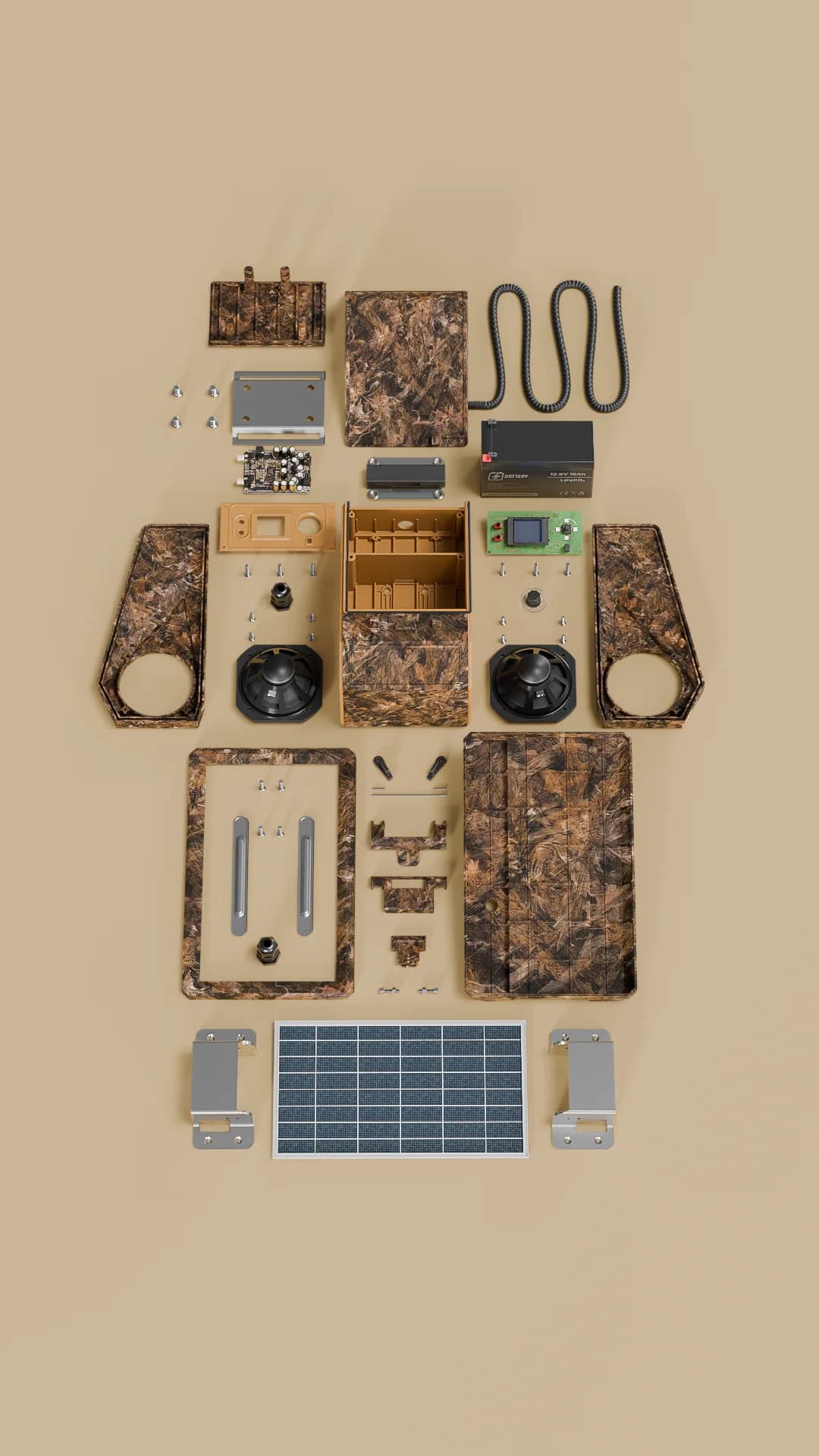 Despiece completo del altavoz solar para fauna