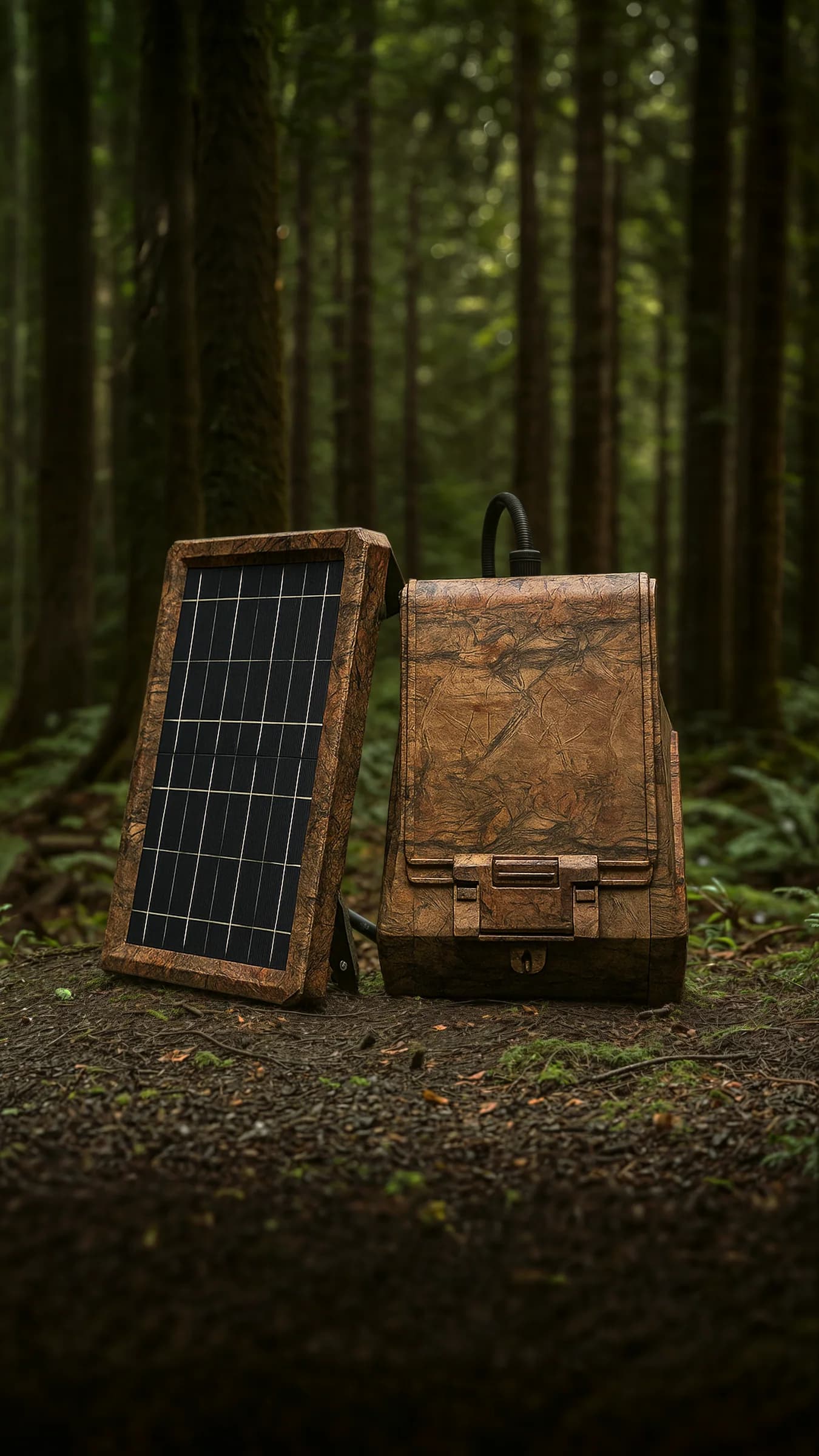 Altavoz solar para fauna instalado en el bosque